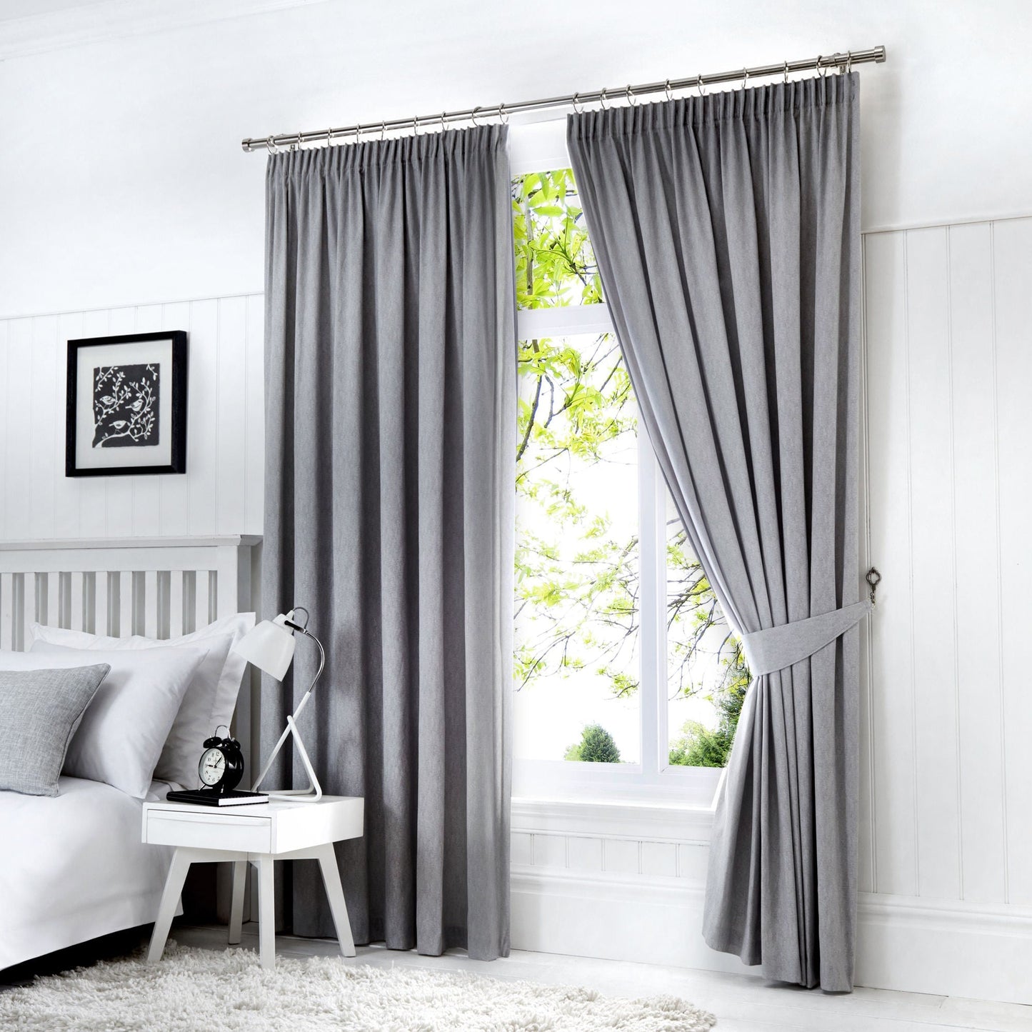Dijon Pencil Pleat Curtains in Silver