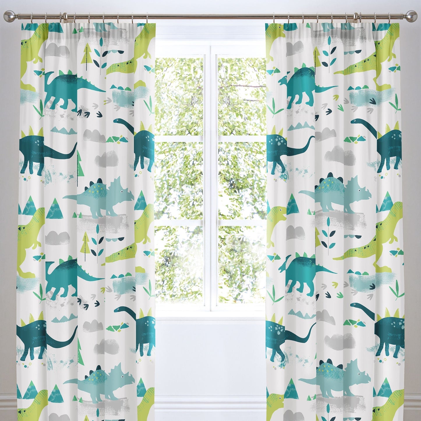 Dino Pencil Pleat Curtains in Multicolour