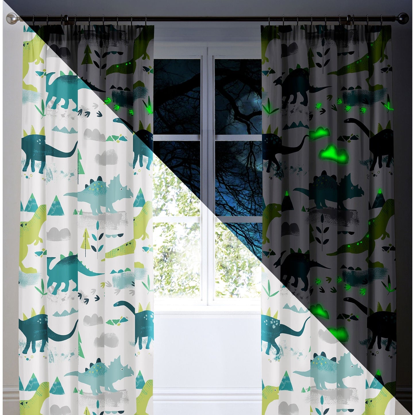 Dino Pencil Pleat Curtains in Multicolour