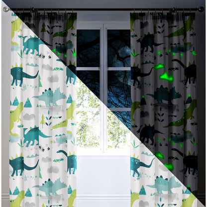 Dino Pencil Pleat Curtains in Multicolour