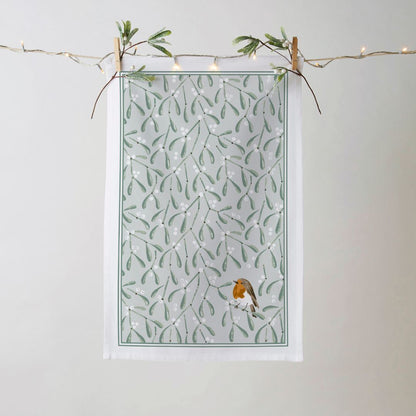 Mistletoe & Robin Recycled Cotton Blend Tea Towel