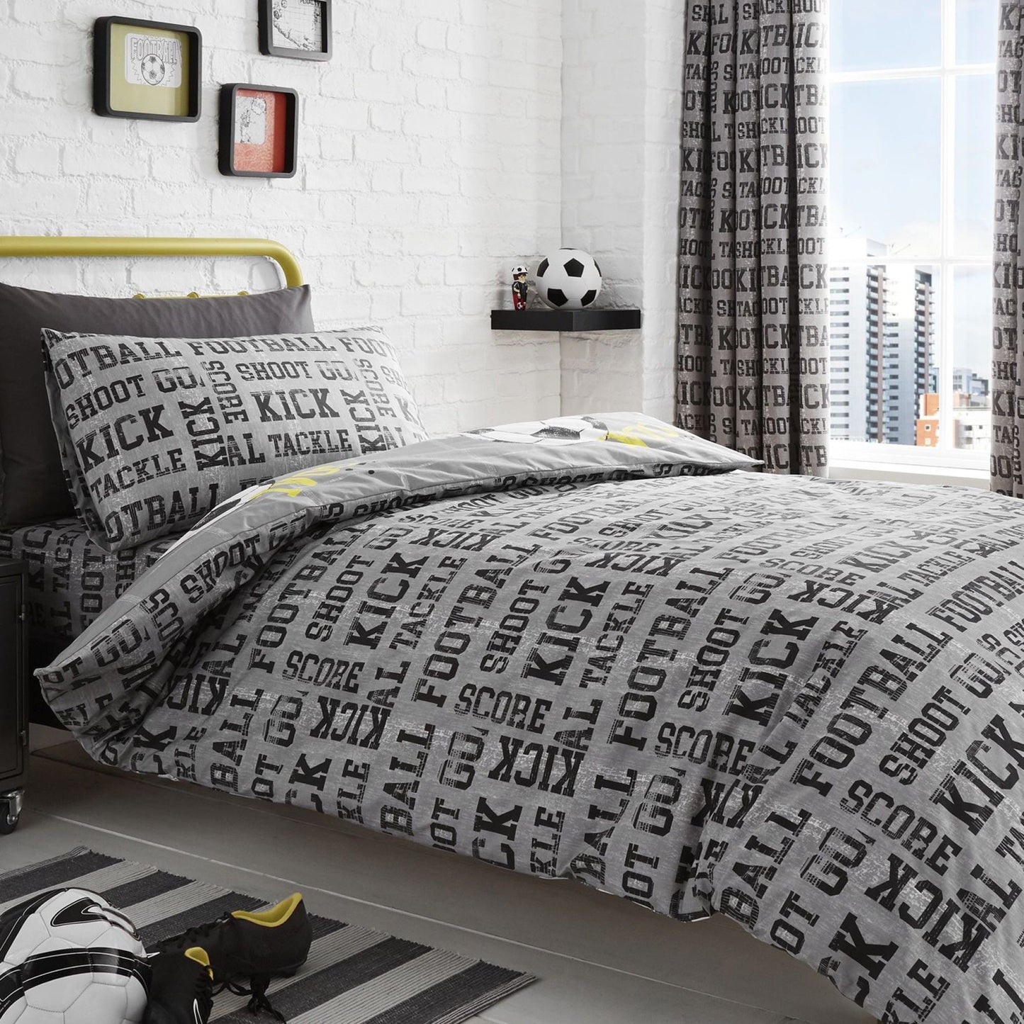 Football Duvet Cover Set in Grey