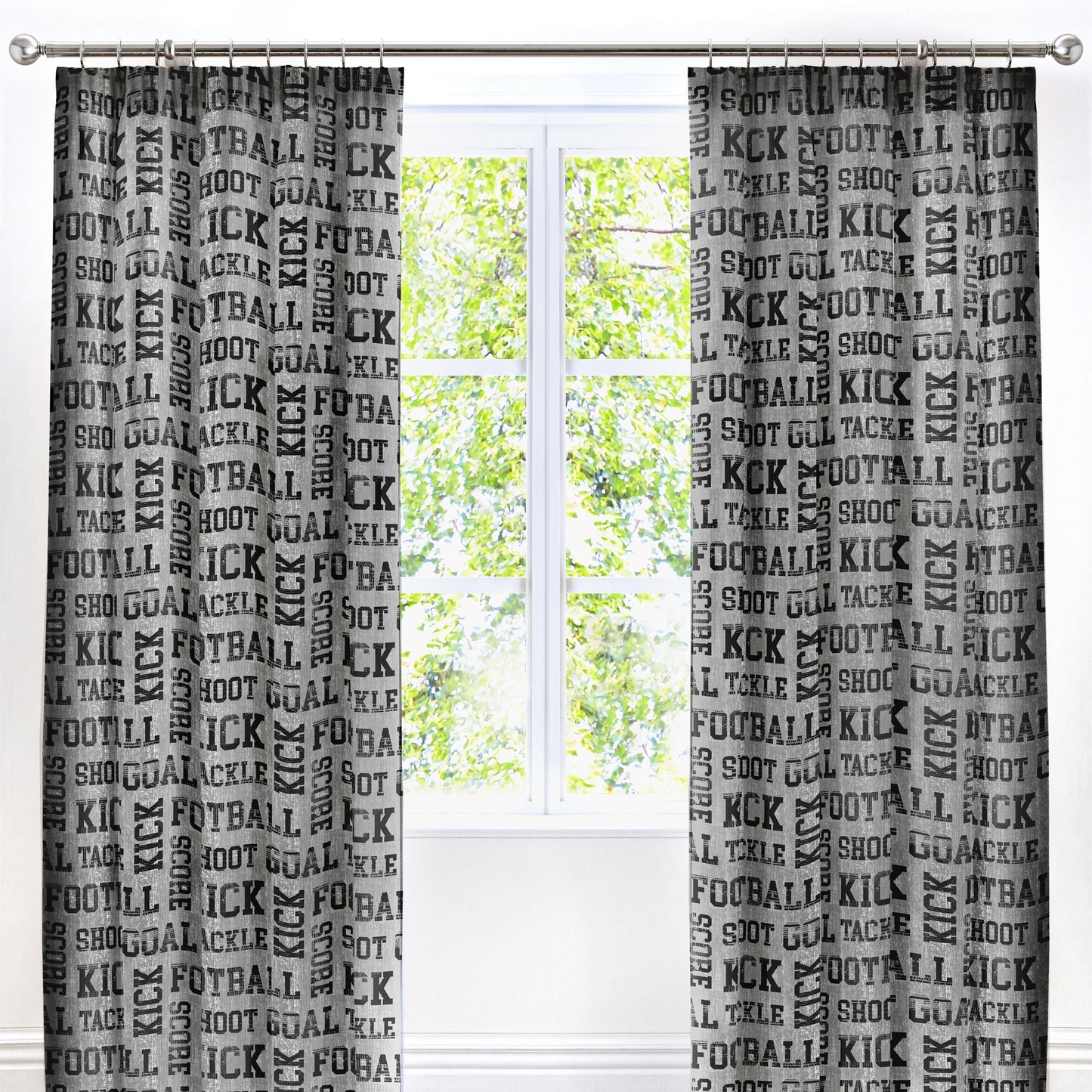 Football Pencil Pleat Curtains in Grey
