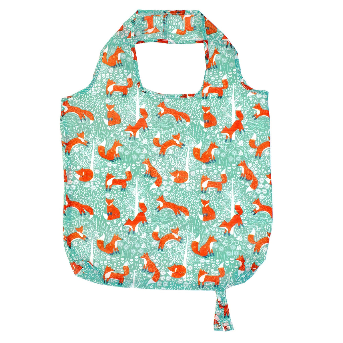 Foraging Fox Foldable Tote Bag Medium in Blue