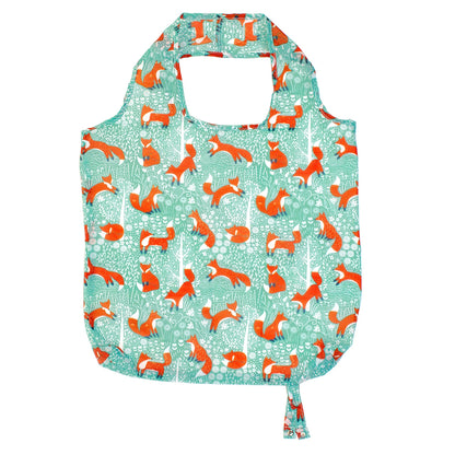 Foraging Fox Foldable Tote Bag Medium in Blue