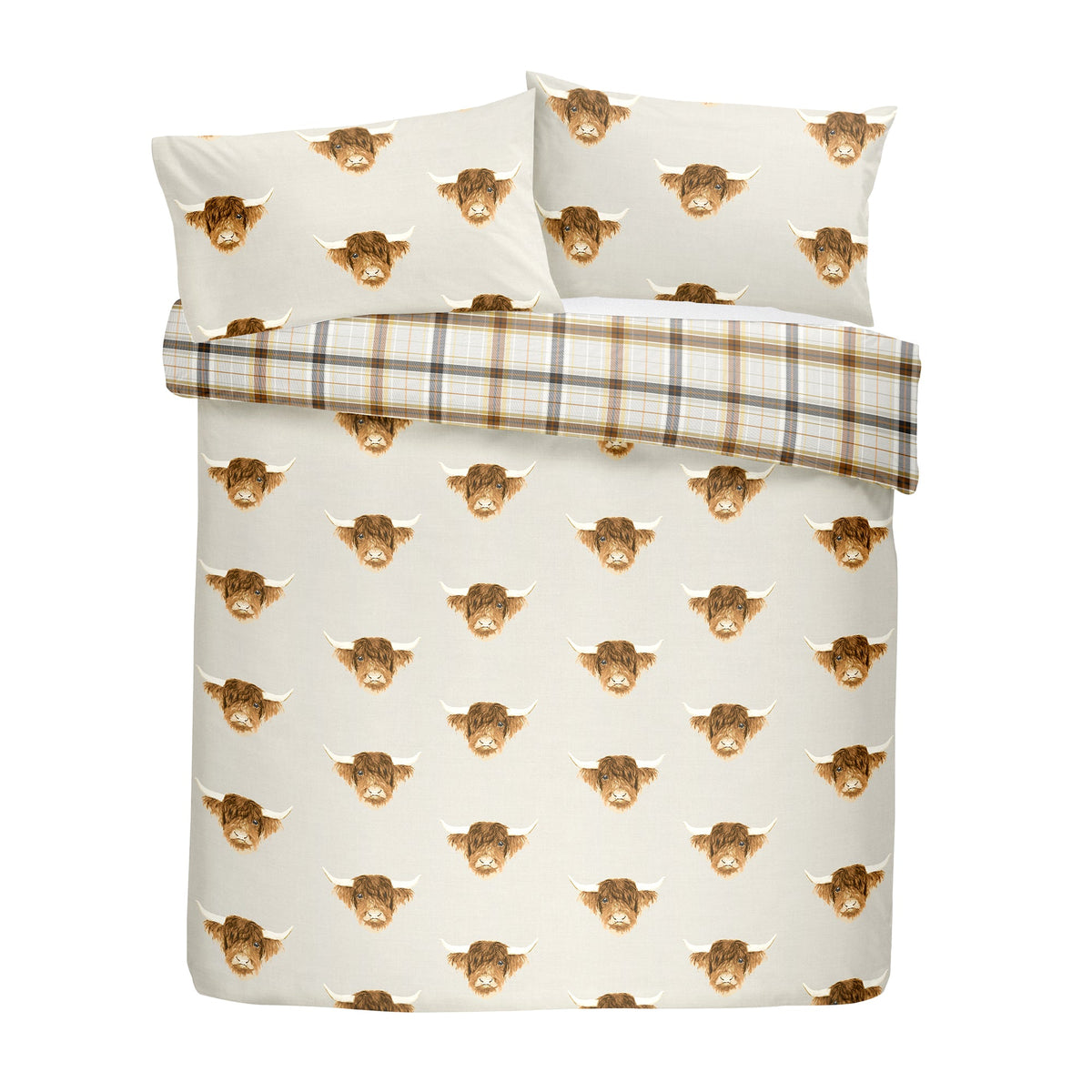 Highland Cow Duvet Cover Set in Natural