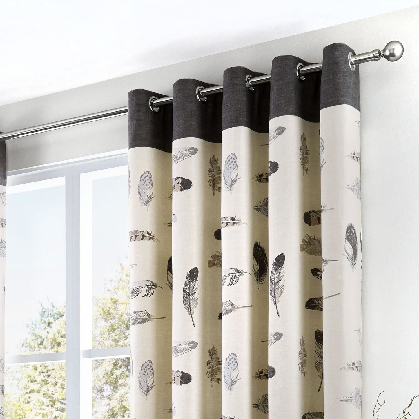 Idaho Eyelet Curtains in Charcoal