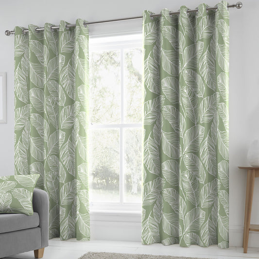 Matteo Eyelet Curtains in Green
