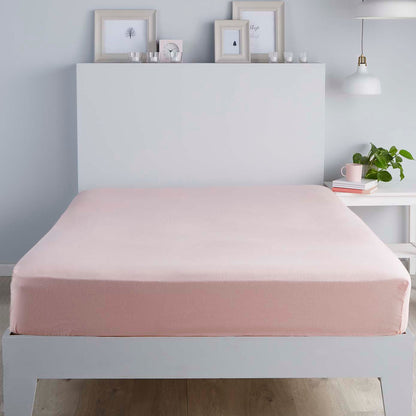 Plain Dyed 32cm Deep Fitted Bed Sheet in Blush