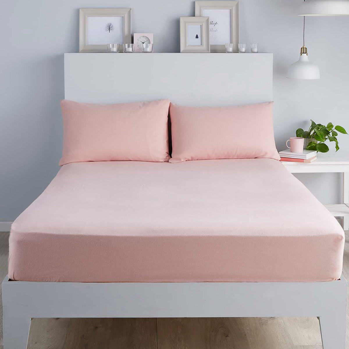 Plain Dyed 32cm Deep Fitted Bed Sheet in Blush