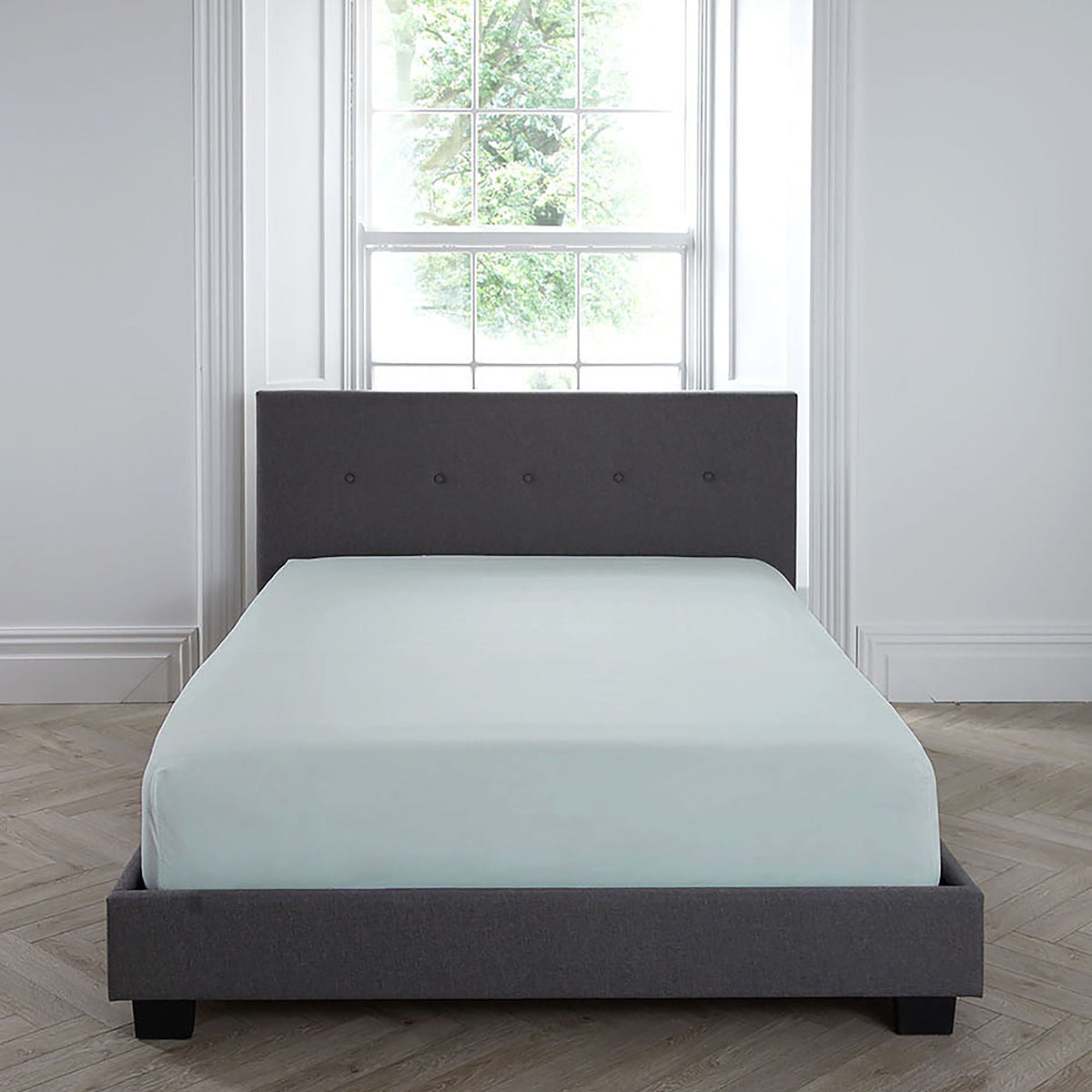 Plain Dyed 32cm Deep Fitted Bed Sheet in Duck Egg