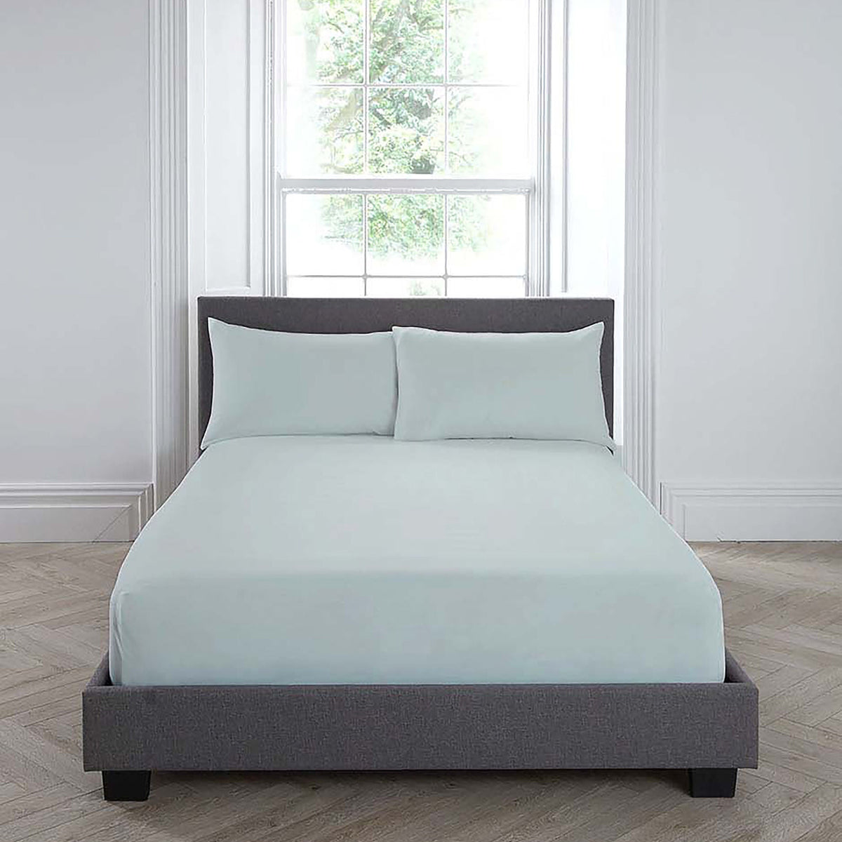 Plain Dyed 32cm Deep Fitted Bed Sheet in Duck Egg