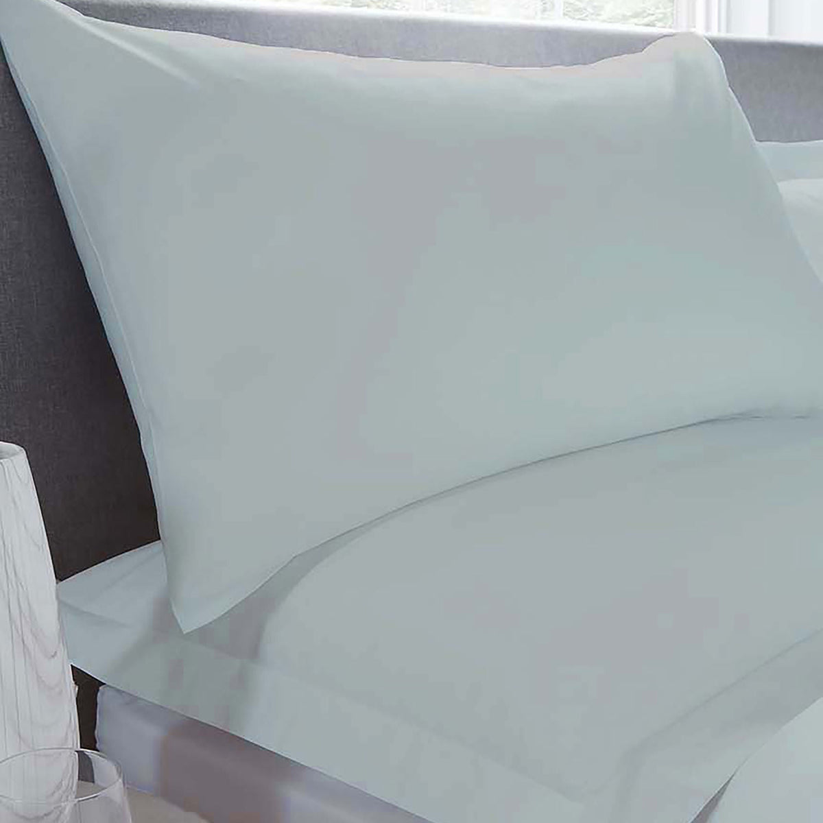 Plain Dyed 32cm Deep Fitted Bed Sheet in Duck Egg