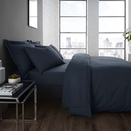 Plain Dyed 32cm Deep Fitted Bed Sheet in Navy