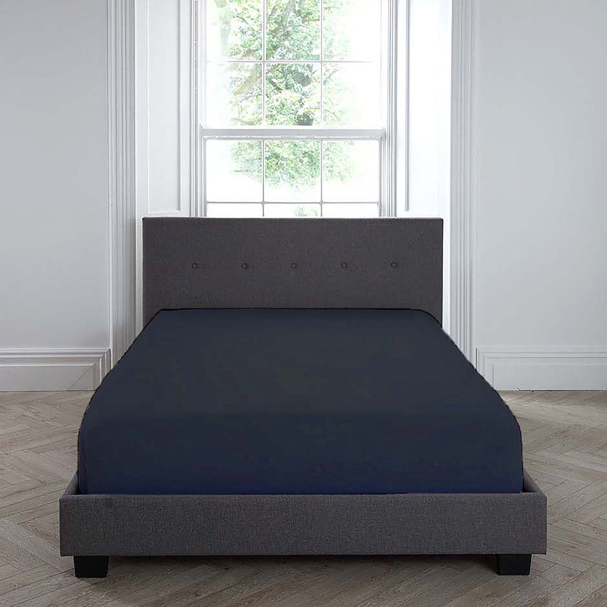 Plain Dyed 32cm Deep Fitted Bed Sheet in Navy