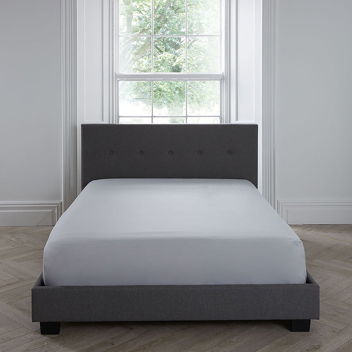 Plain Dyed 32cm Deep Fitted Bed Sheet in Silver