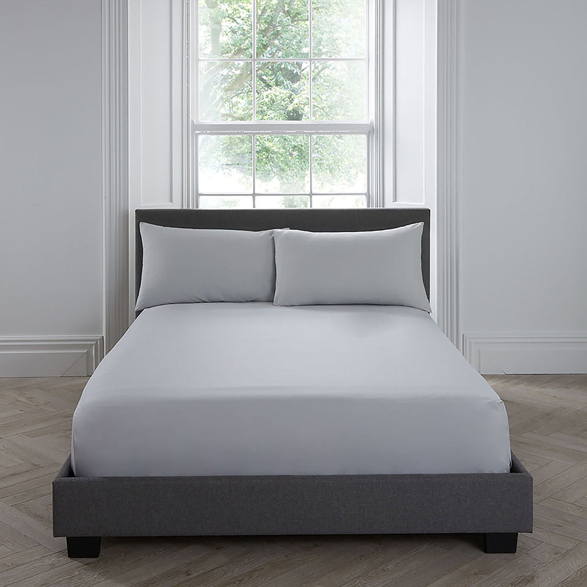 Plain Dyed 32cm Deep Fitted Bed Sheet in Silver