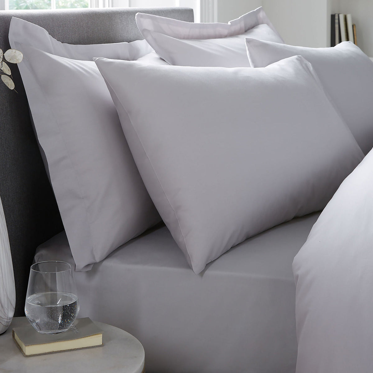 Plain Dyed 32cm Deep Fitted Bed Sheet in Silver