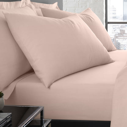 Plain Dyed Pair of Housewife Pillowcases in Blush