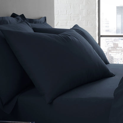 Plain Dyed Pair of Housewife Pillowcases in Navy