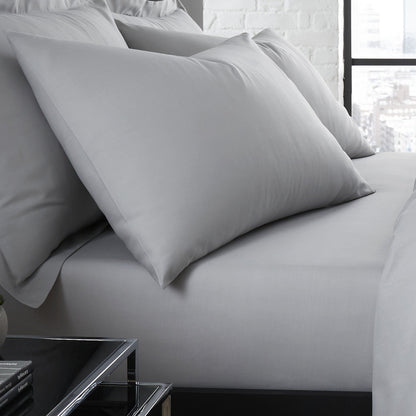 Plain Dyed Pair of Housewife Pillowcases in Silver