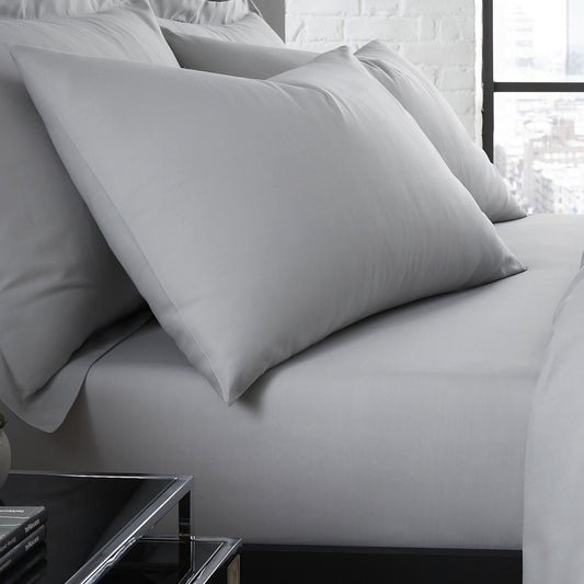 Plain Dyed Pair of Housewife Pillowcases in Silver