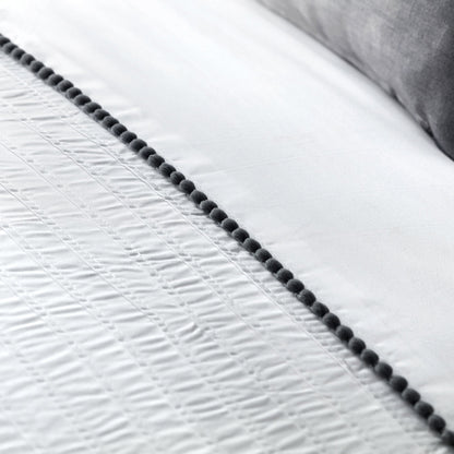 Pom Pom Duvet Cover Set in Grey