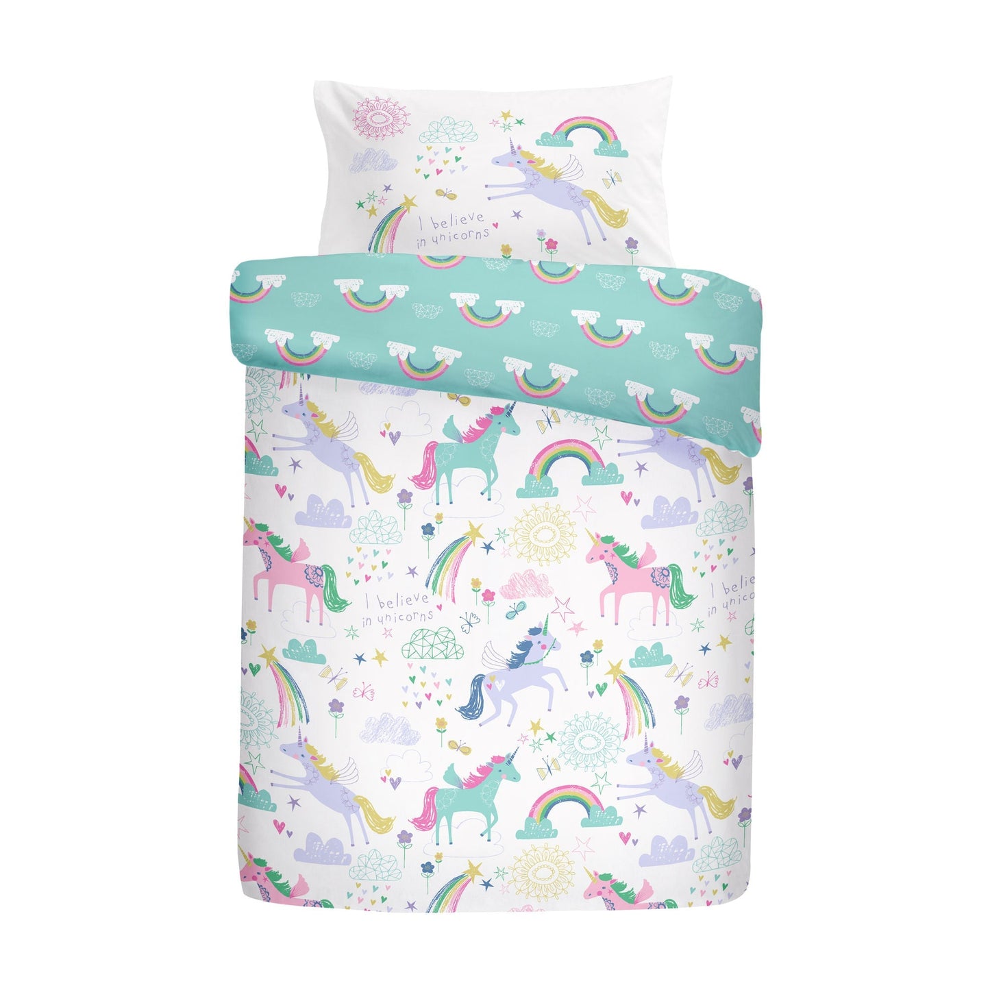 Rainbow Unicorn Duvet Cover Set in Multicolour