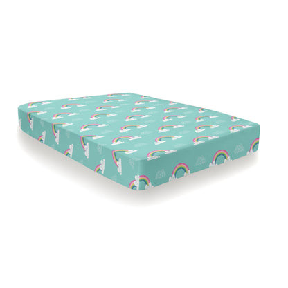 Rainbow Unicorn Deep Fitted Bed Sheet in Multicolour