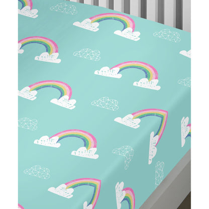 Rainbow Unicorn Deep Fitted Bed Sheet in Multicolour
