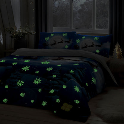 Santa Glow In The Dark Christmas Duvet Cover Set in Multicolour