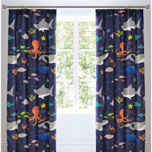 Sea Life Pencil Pleat Curtains in Multicolour