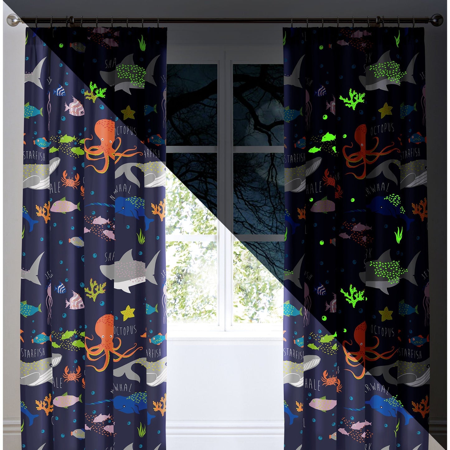 Sea Life Pencil Pleat Curtains in Multicolour