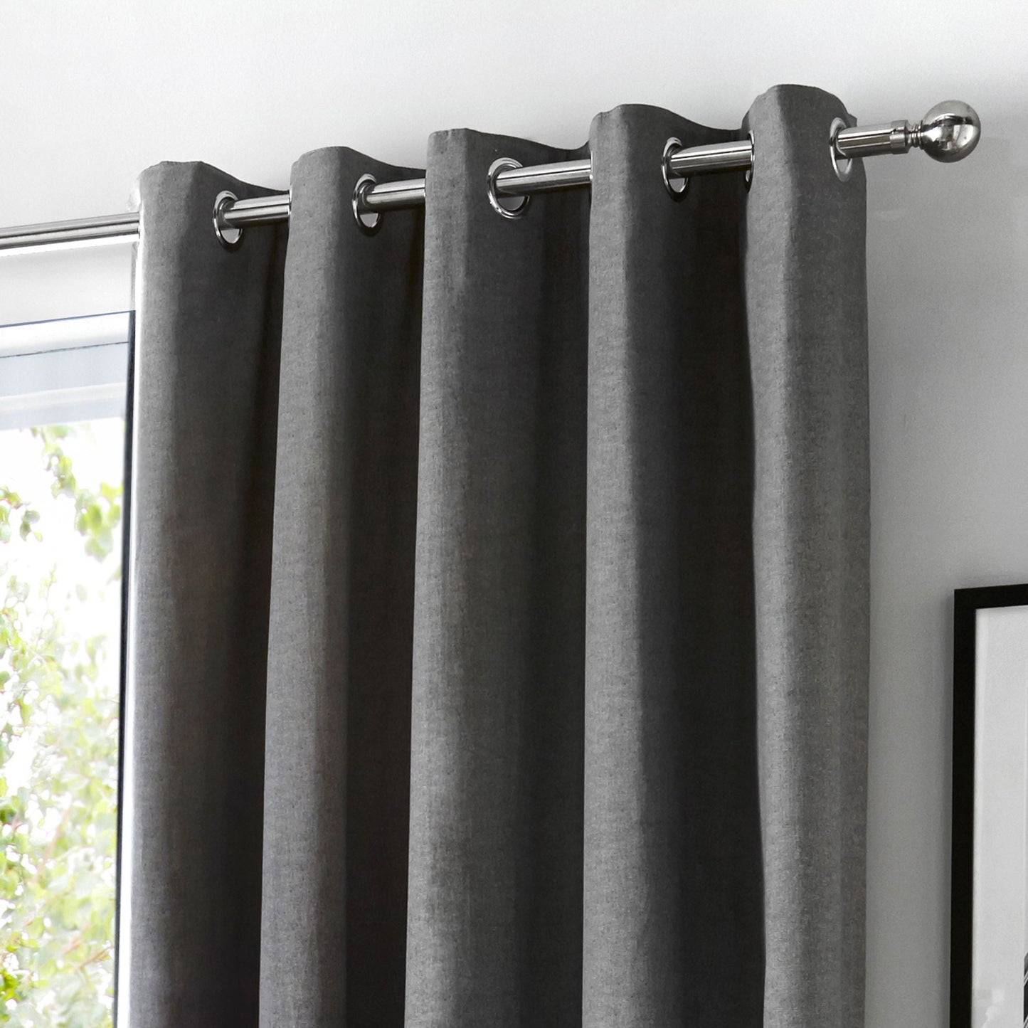Sorbonne Eyelet Curtains in Charcoal