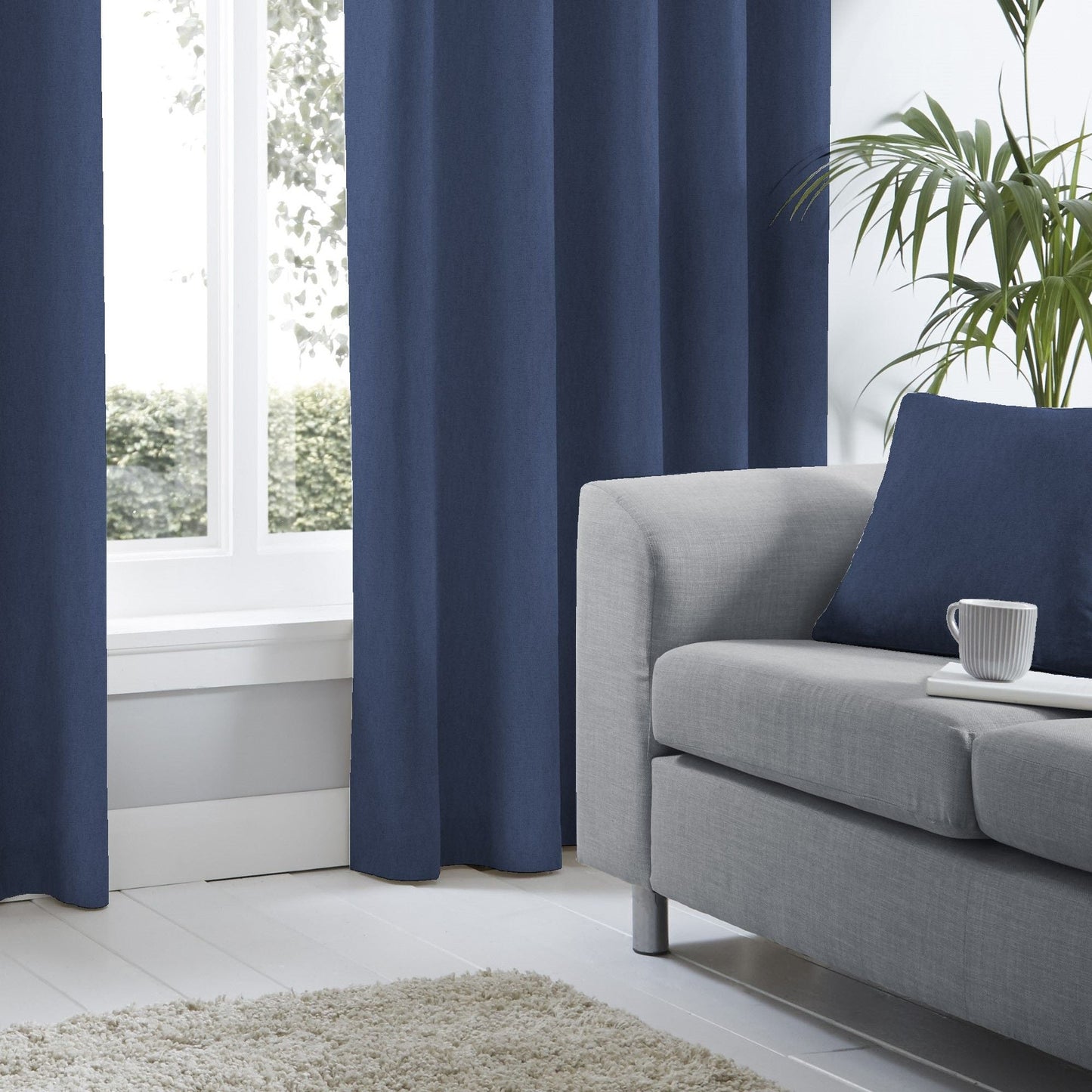 Sorbonne Eyelet Curtains in Navy