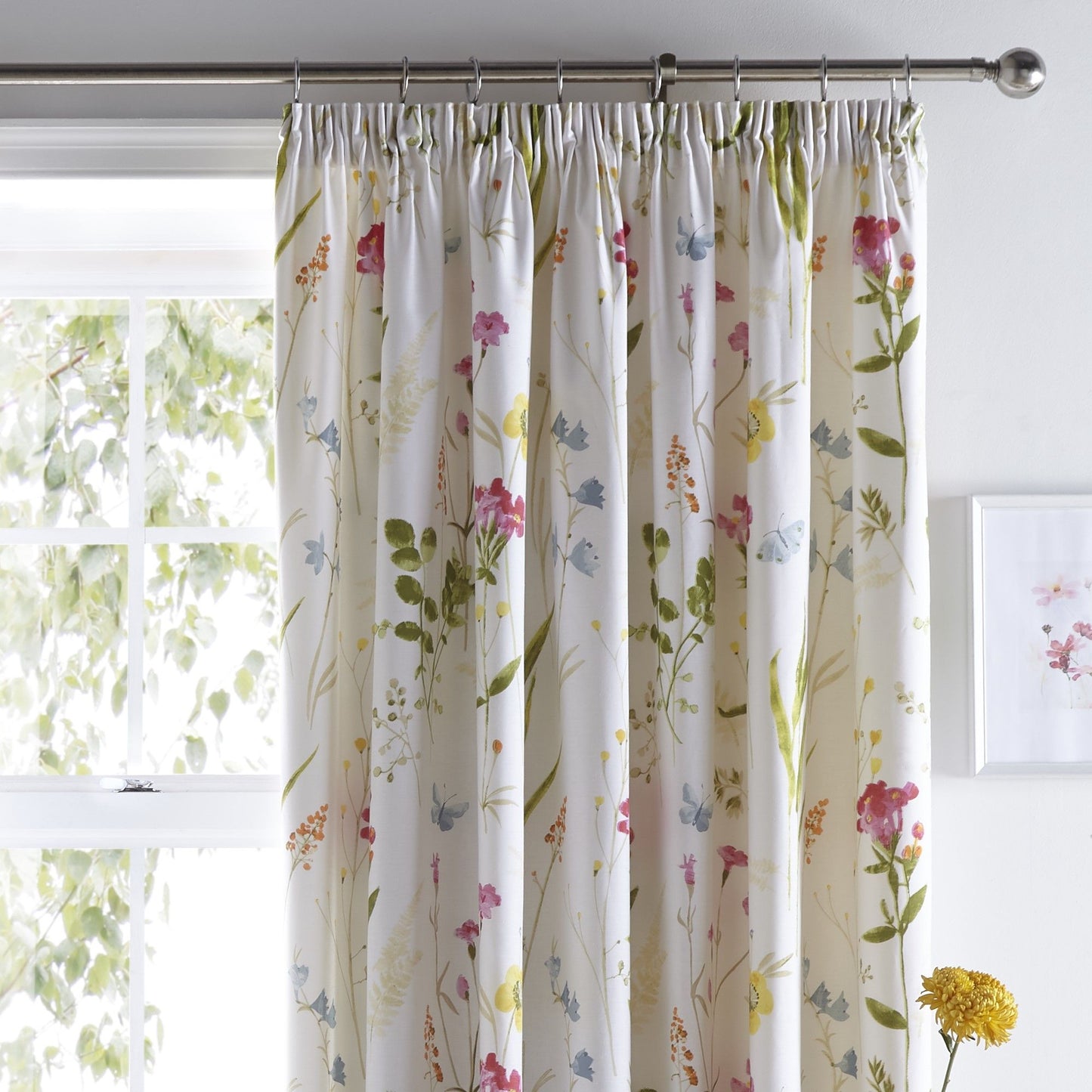 Spring Glade Pencil Pleat Curtains in Multicolour