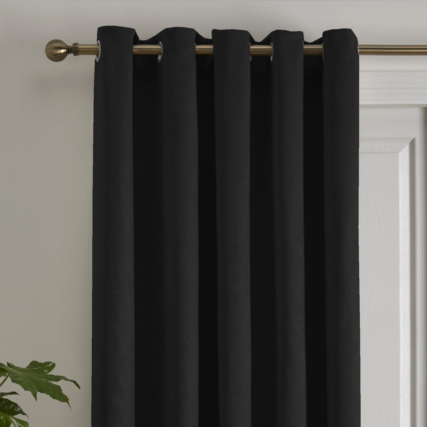 Strata Eyelet Single Panel Door Curtain in Black
