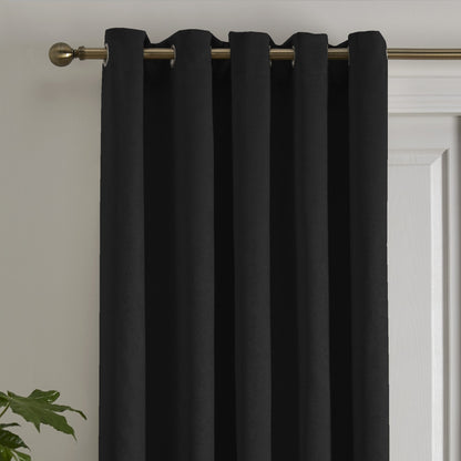 Strata Eyelet Single Panel Door Curtain in Black