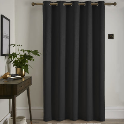Strata Eyelet Single Panel Door Curtain in Black