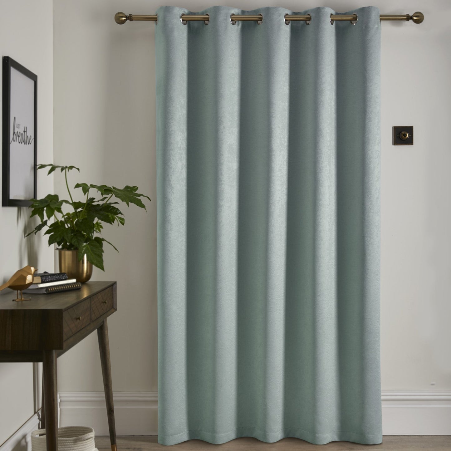 Strata Eyelet Single Panel Door Curtain in Duck Egg