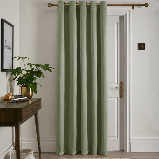 Strata Eyelet Single Panel Door Curtain in Green