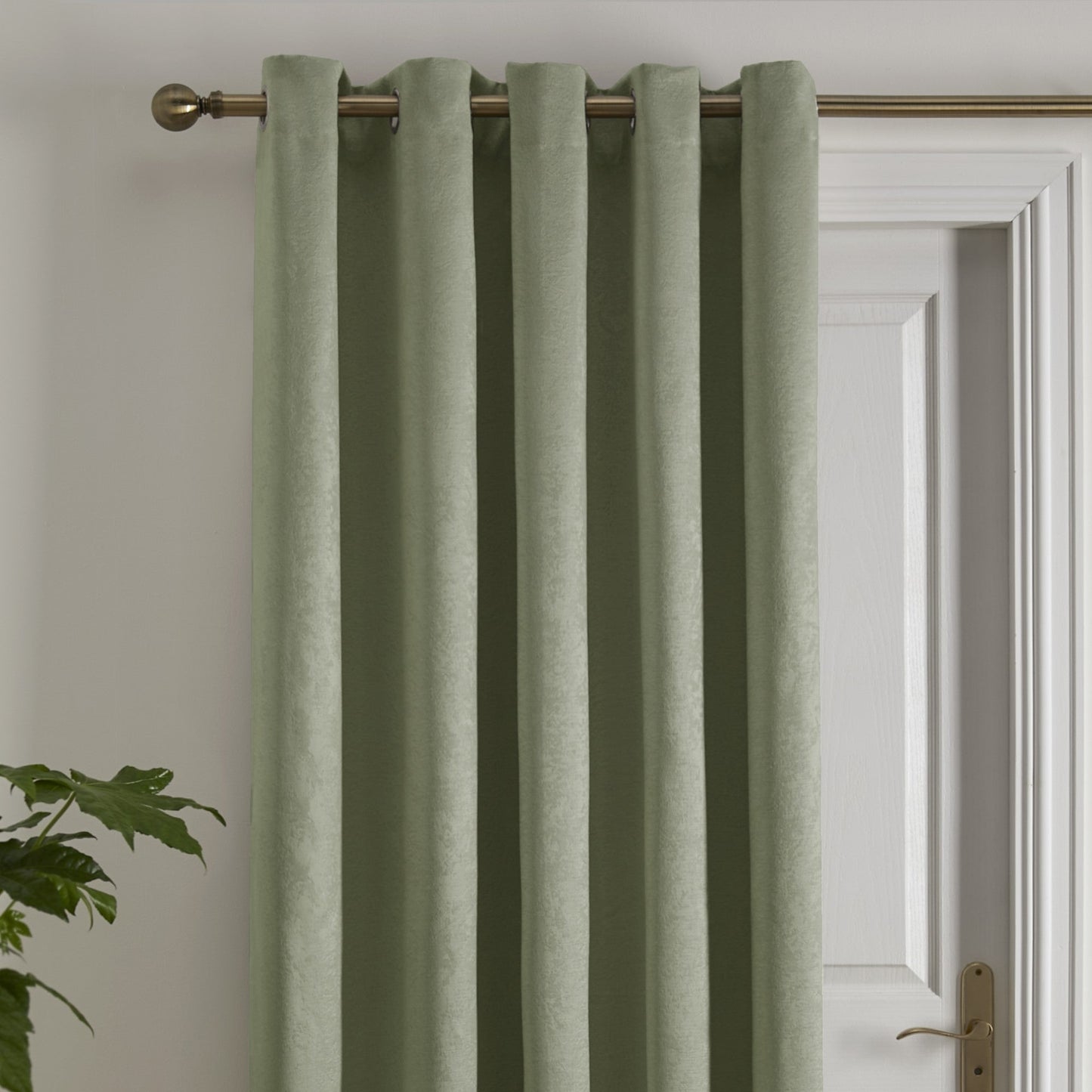Strata Eyelet Single Panel Door Curtain in Green