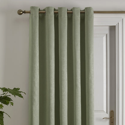 Strata Eyelet Single Panel Door Curtain in Green