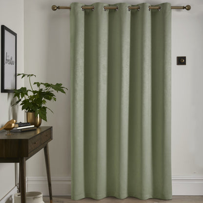 Strata Eyelet Single Panel Door Curtain in Green