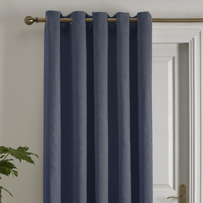 Strata Eyelet Single Panel Door Curtain in Navy