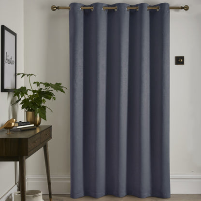 Strata Eyelet Single Panel Door Curtain in Navy