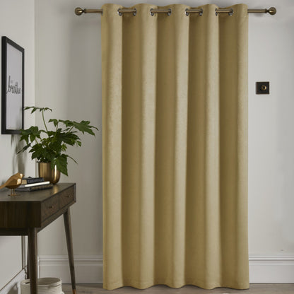 Strata Eyelet Single Panel Door Curtain in Ochre