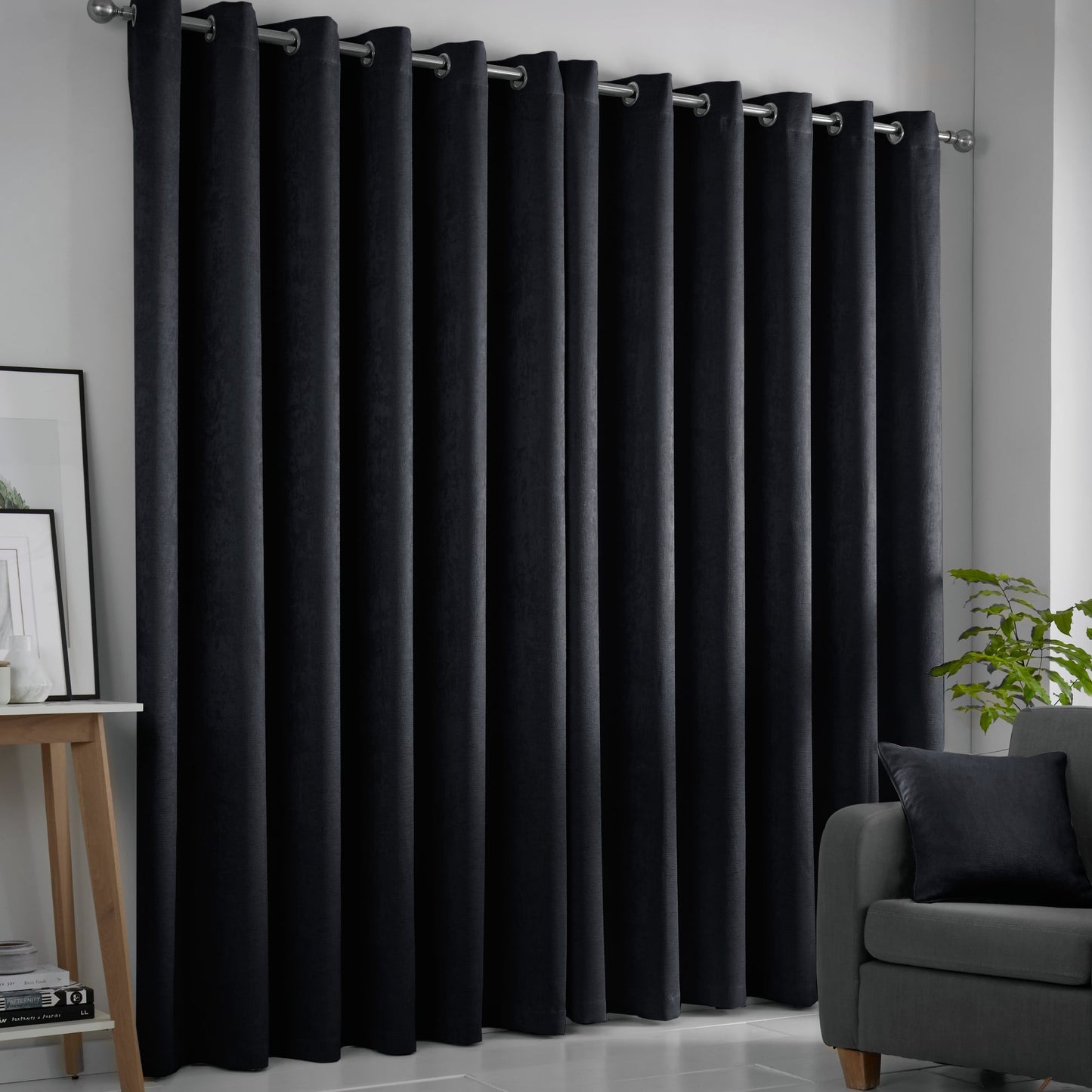 Strata Eyelet Curtains in Black
