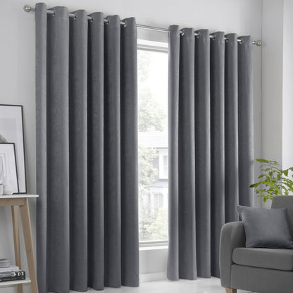 Strata Eyelet Curtains in Charcoal