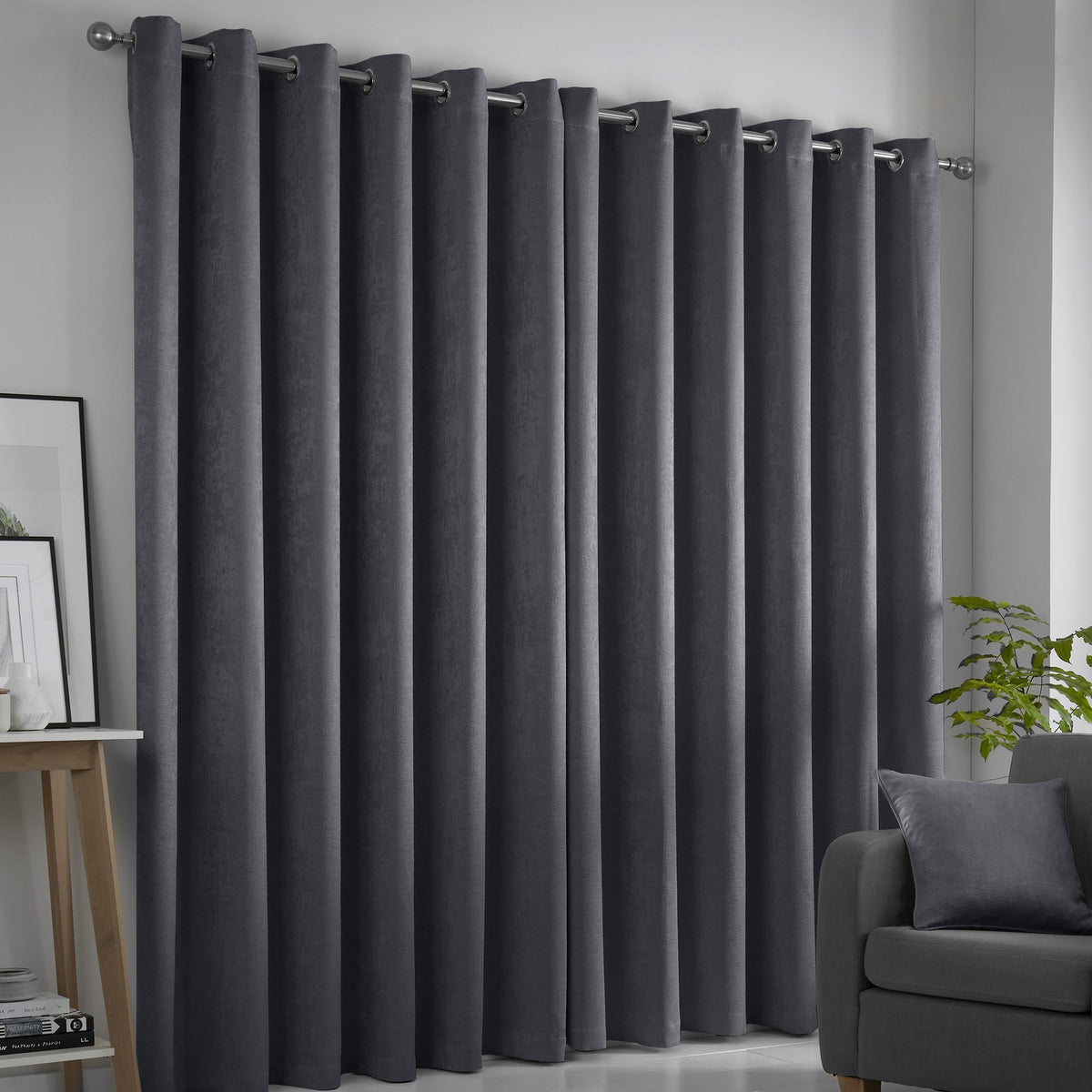 Strata Eyelet Curtains in Charcoal
